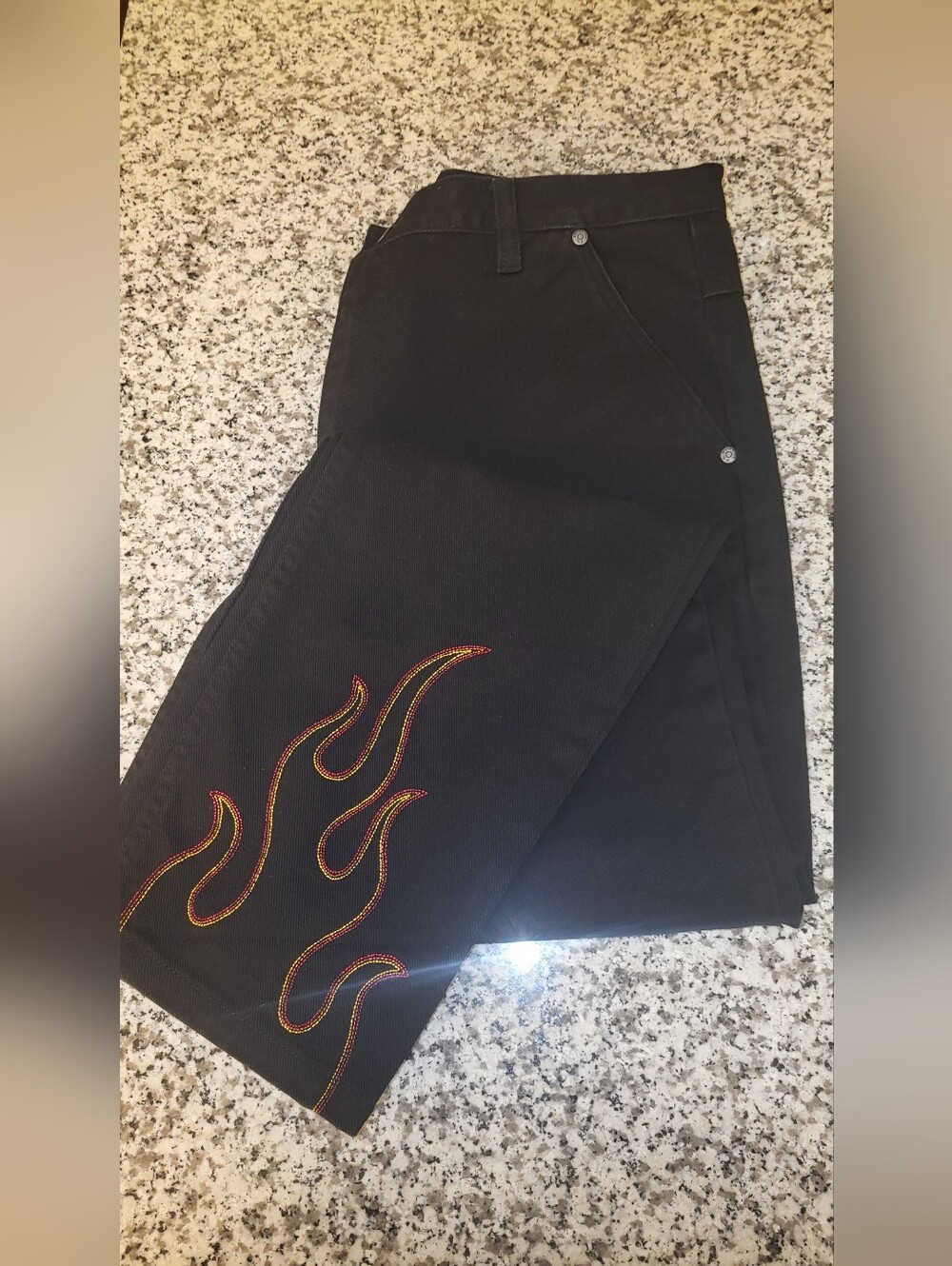 Harley-Davidson Black Denim Jeans with Embossed Leather Patch Retails $75-$150